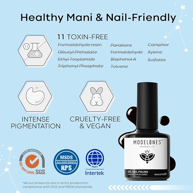 modelones White Gel Polish Black Gel Polish Set 2 Pcs 15ml Black And White Nail Polish Soak Off LED Christmas Nail Art French Manicure Salon Diy at Home Gift for Women Girls