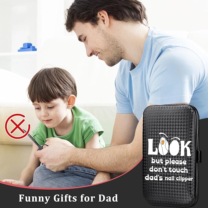 COSHAYSOO Christmas Stocking Stuffers Small Useful Funny Birthday Gifts for Dad Father in Law, 7 Pcs Travel Manicure Set with Black Case for Men Nail Clipper Grooming Kit Fingernail Care Tools