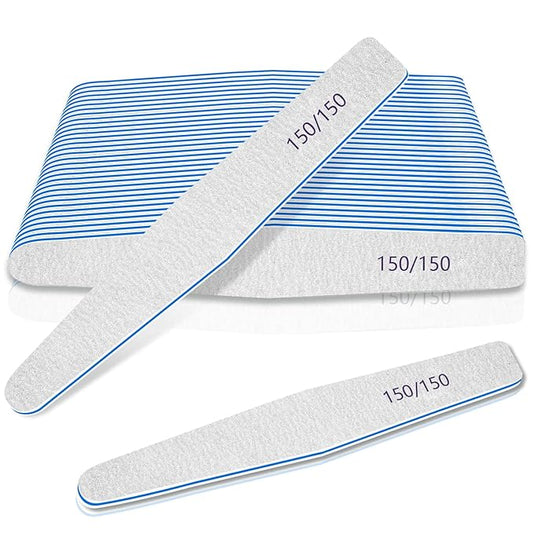 Nail Files 150/150 Grit, 12pcs for Poly Extension Gel, Emery Boards for Acrylic and False Nails, Coarse Manicure Pedicure Tools for Home Salon