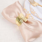 Efavormart 4 Pack | Metallic Gold Ornate Leaf Napkin Rings, Linen Napkin Holders - Image 6