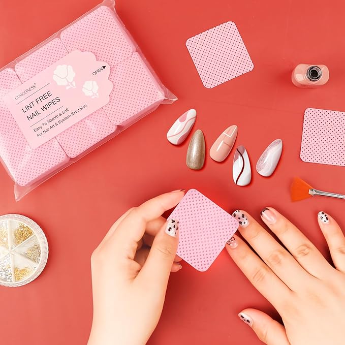 1200PCS Lint Free Nail Wipes Non-Woven Nail Polish Remover Wipes No Lint Cleaning Wipe Absorbable Eyelash Extension Glue Cleaning Wipes Dry Pads Nail Stuff Nail Supplies