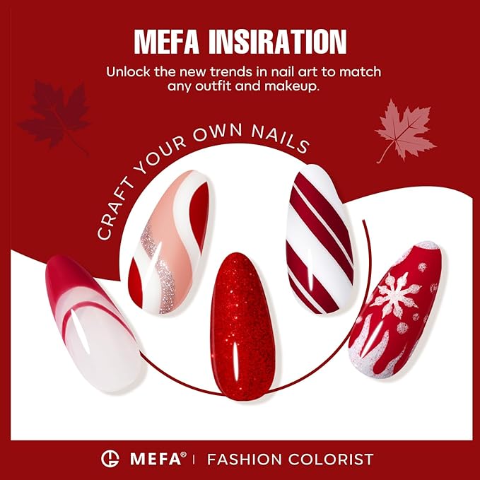 MEFA Red Gel Nail Polish Set, 6 Colors Christmas Gel Polish Kit Popular Burgundy Glitter Nail Polish Soak Off Rose Dark Red Shimmer DIY Home Salon Manicure Gifts for Women Girls 2025