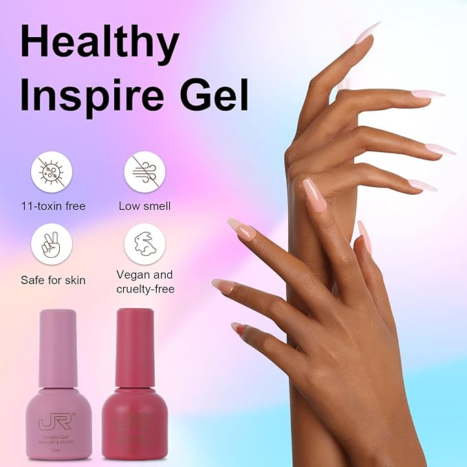 JR 35pcs 10ml Gel Nail Polish Same Color Same Bottle Deep Colors Blue Green Yellow Red Pink Gel Polish Set Base Top Matte Coat for Professional Nail Salon Art Manicure Gifts for Women B Set