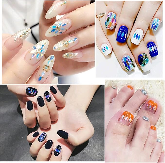 12 Colors Nail Art Glitter Sequins, 3D Sparkly Leaf Shape Nail Flakes Designs, Holographic Ultra-Thin Laser Leaf Glitter Acrylic Nails Supplies for Women Girls Manicure Decorations, DIY Shiny Crafts