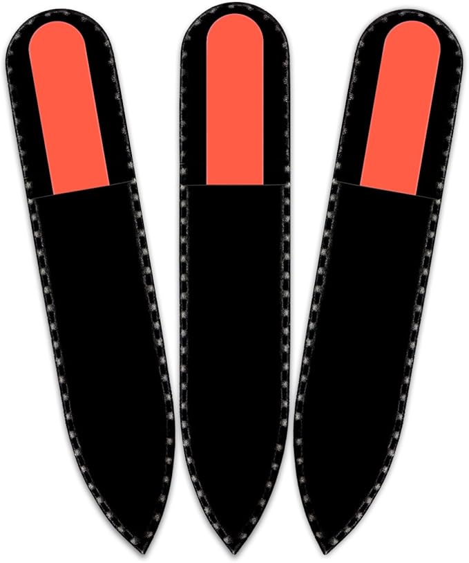 Color Crystal Nail File in Black Pouch - Small/Purse Size - Czech Tempered Glass - Handmade in Czech Republic