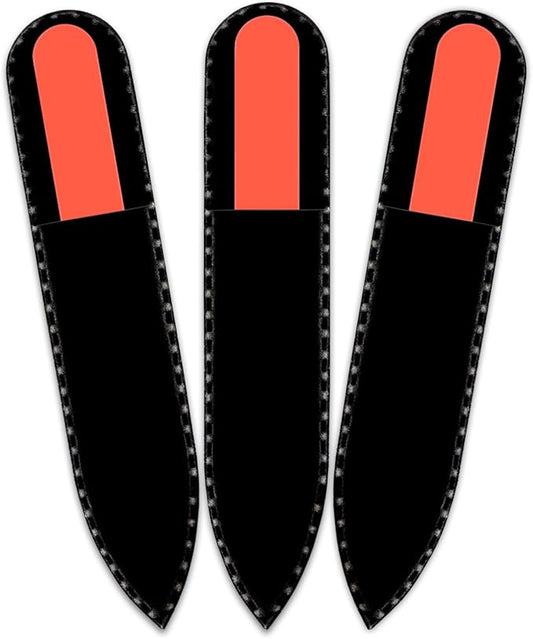 Color Crystal Nail File in Black Pouch - Small/Purse Size - Czech Tempered Glass - Handmade in Czech Republic