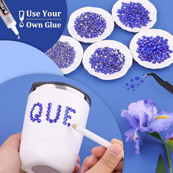 Resin Rhinestones for Crafting, 2 Boxeses Royal Blue Multi Sizes Flatback Bedazzling Crystals for Crafts Nail Art Deco, Non Hotfix Gems Charms for Tumbler Shoes Clothing Fabric Face Makeup