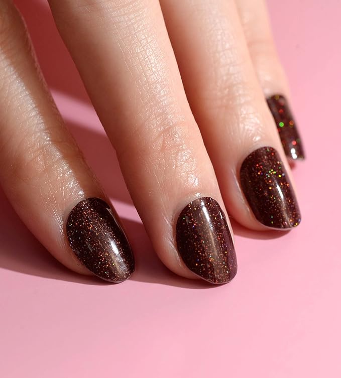 Nail Polish Strips Long Lasting, 20Pcs Wraps, Easy Apply& Remove Salon Quality Gel Nail Stickers (Melting Brown)