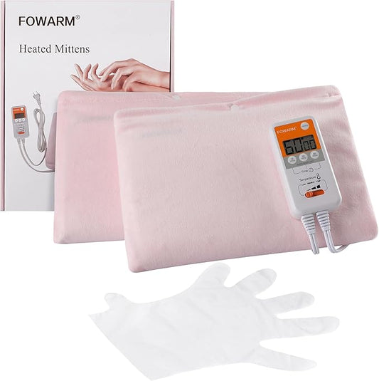 Electric Hand Warmer, Heated Beauty Mitts, 3-Temp Levels & Timer, Digital Display, 7x10 Heated Glove for Arthritis Hand Deep Moisturizing, Heating Pad for Hands, Spa & Home Use