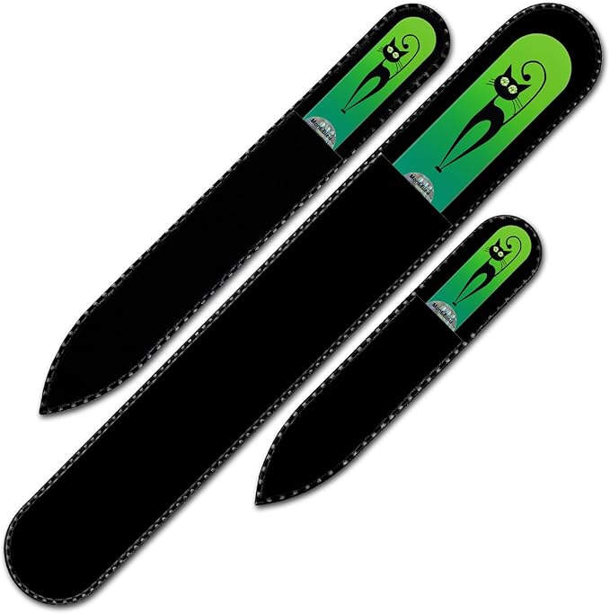 Mont Bleu Set of 3 Cats Crystal Nail Files Hand Decorated with Crystals - Handmade - Czech Tempered Glass