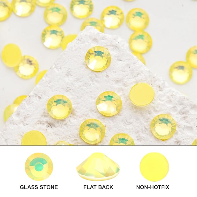 Novani 3000 Pieces Flatback Rhinestones Glass Round Gems F-Lt.Yellow Crystals for Nail Art DIY Crafts Clothes Shoes,SS12,3.0-3.2mm