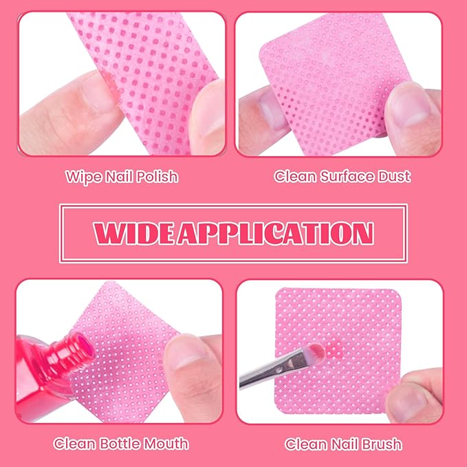 MAYEEN Lint Free Nail Wipes 400PCS Non-Woven Fabric Nail Polish Remover Wipes No Lint Nail Wipe for Gel Nails Eyelash Extensions Glue Cleaning Pad Nail Supplies