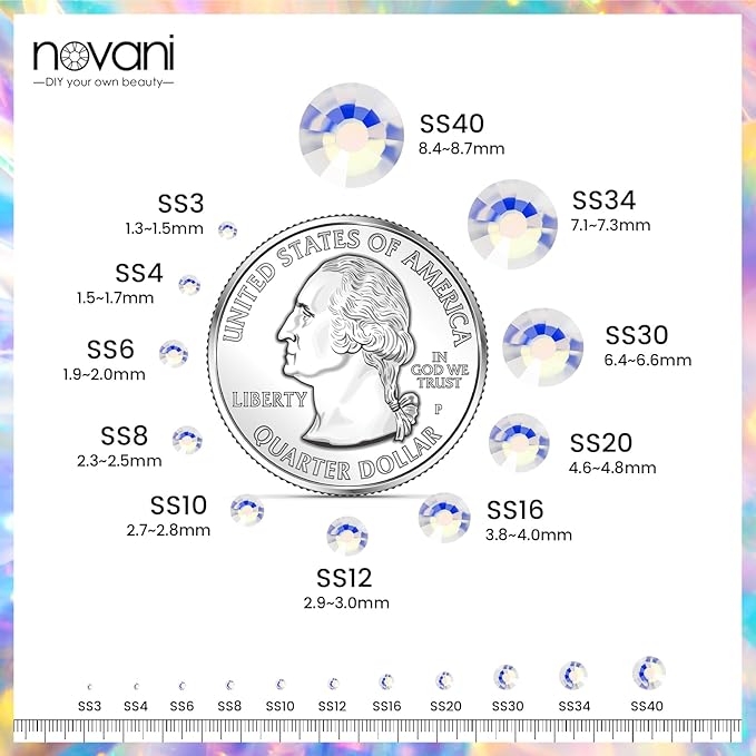 Novani Rhinestones 3000Pcs Flatback Crystal Round Loose Gemstones Glass Rhinestones for Crafts Makeup Nail Art Clothes Shoes DIY Decorations(SS6, 1.9-2.0mm,Moon Night)