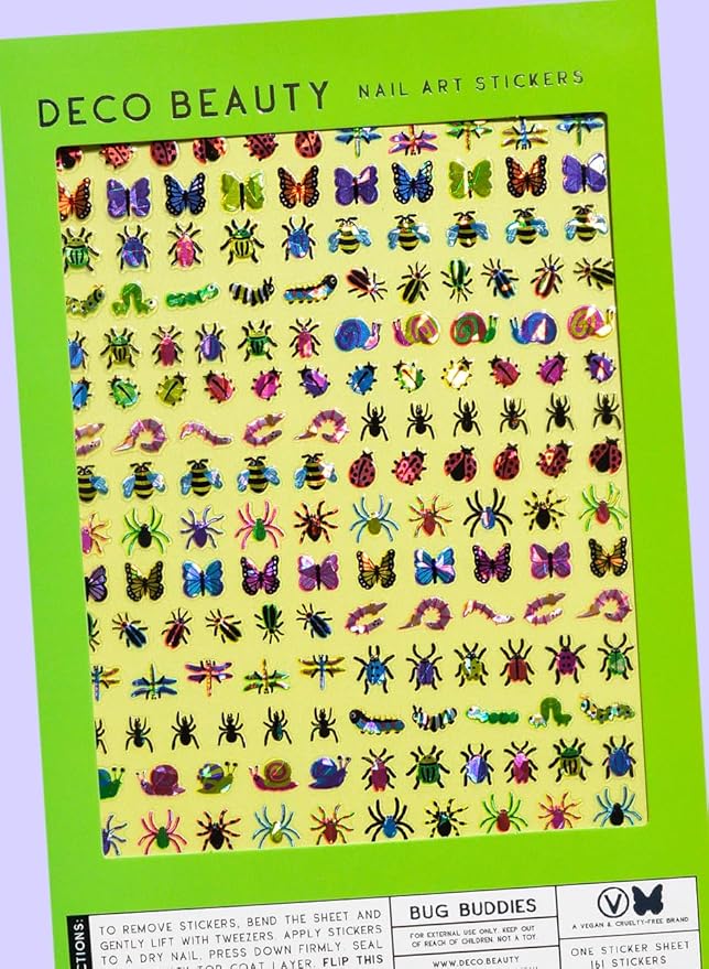Deco Beauty Bug Buddies Nail Stickers - Lightweight & Easy-to-Apply Nail Art with Trendy Designs - Durable & Long-Lasting Nail Stickers for Women, Ideal for DIY Manicures & Salon-Quality Nails