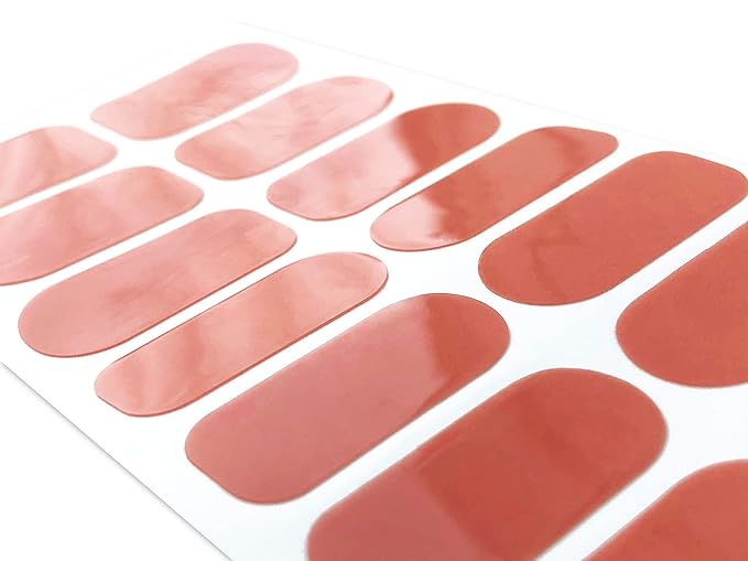 | 20 Exquisite Gel Nail Polish Strips w/Application Accessories - No UV/LED Lamp Required (Coral)