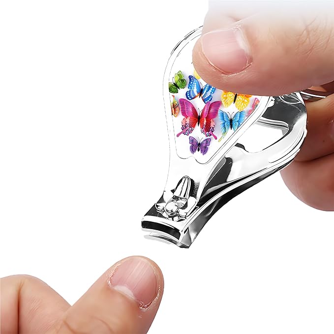 Nail Clipper Set with Keychain 2 Pack Toenail Clippers with Jar Opener Multifunction Nail Cutter for Men-Dorm Room Essentials,Gift for Thanksgiving,Halloween,Travel Essentials(Butterfly)