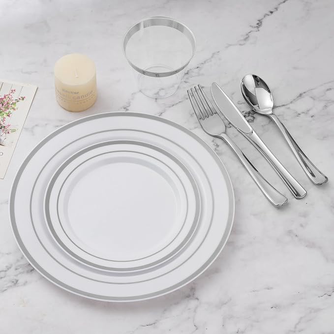 BESTVIP 900PCS Silver Dinnerware Set - Image 4