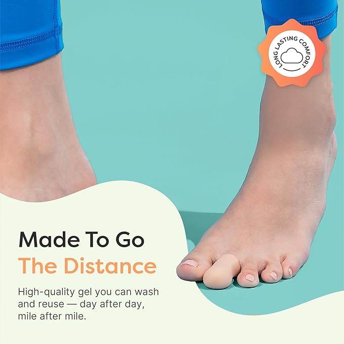 ZenToes 6 Pack Gel Toe Cap and Protector - Cushions and Protects to Provide Relief from Missing or Ingrown Toenails, Corns, Blisters, Hammer Toes (Small, Beige)