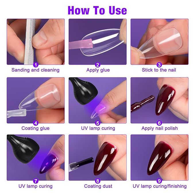 AORAEM UV LED Nail Lamp with UV Protection Gloves, 3W LED Nail Manicure Dryer Curing Light with Gooseneck and Clamp Portable Flash Cure Lamps for Gel Nails Home DIY Professional, Black