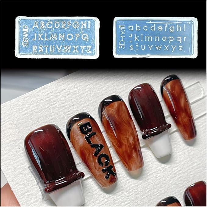 3D Nail Molds Letters Nails Charms Design, Silicone Tool Art Y2k Decoration