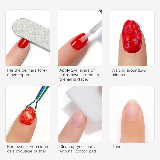 Gel Nail Polish Remover for Home Use - 3-5 Minute Quick Removal, No Soak or Foil Needed, Safe Non-Damaging Formula for Natural Nails, Professional Gel Polish Remover for Nails