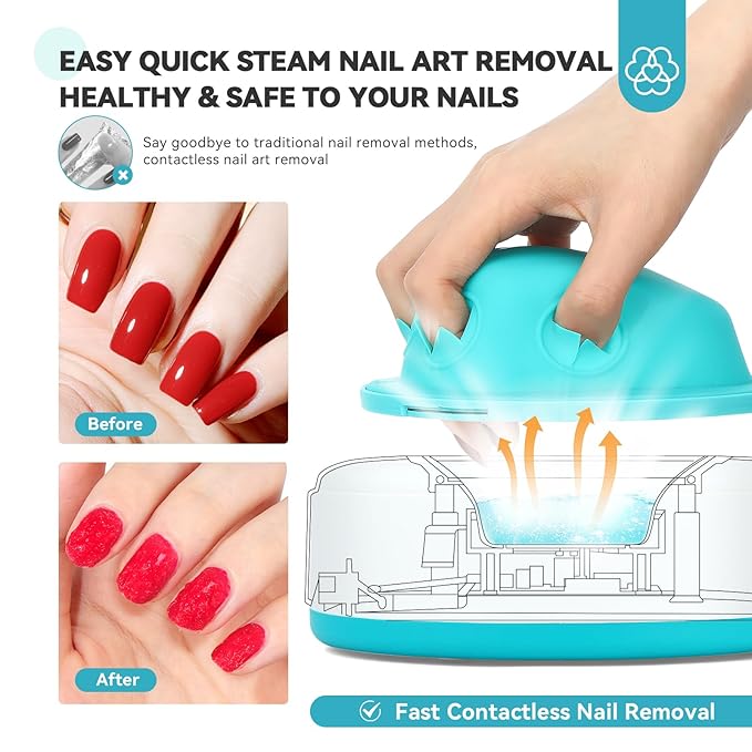 Saviland Electric Nail Soaking Bowl: Gel Nail Polish Removal Automatic Heating Fast Nail Polish Remover Machine Gentler Steam Gel Nail Polish Remover Home Salon