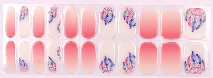 Semi Cured Gel Nail Strips (Dream Catcher)-22 PCS Manicure Stickers | Gel Nail Wraps | Light Required, Salon Quality & Easy to Use