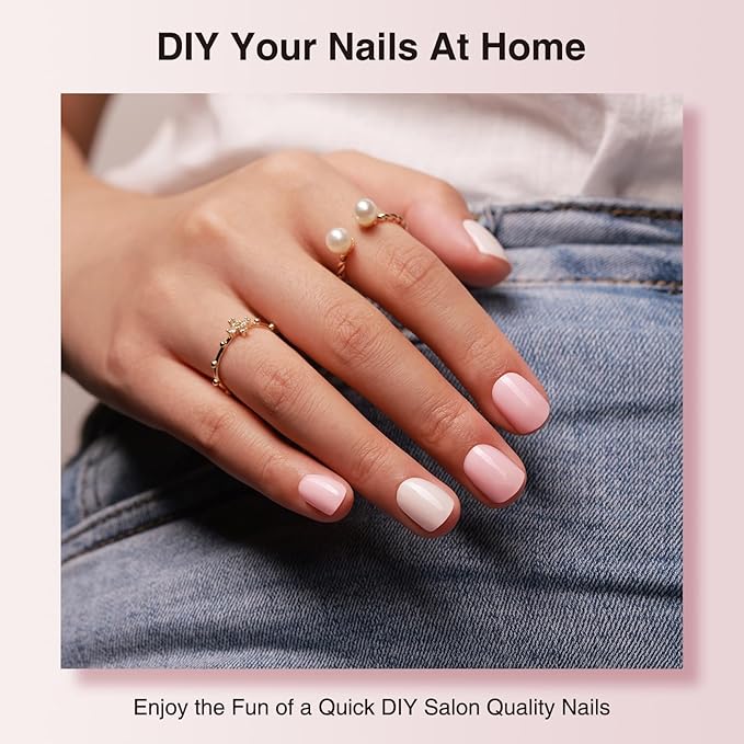 Semi Cured Gel Nail Wraps - 30PCS Long-Lasting Stickers, Salon-Quality, 2 Weeks Wear, Easy DIY Manicure - Soft Rose