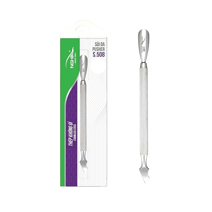 NGHIA Pusher - S-508 (Stainless Steel) | Double–Ended Nail Cleaner and Cuticle Pusher | Premium Quality for Nail Care | Ergonomic Design | Suitable for Professional & Home Use