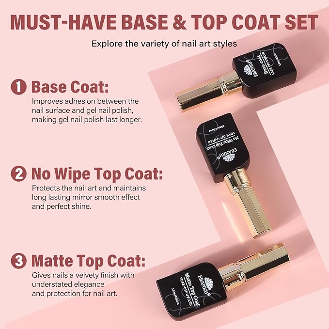 EBANKU 36Colors 0.5Oz Gel Nail Polish Set Same Color Same Bottle Soak Off Gel Polish Kit with 3PCS Base Top Matte Coat Nail Art Manicure Salon DIY at Home for Women