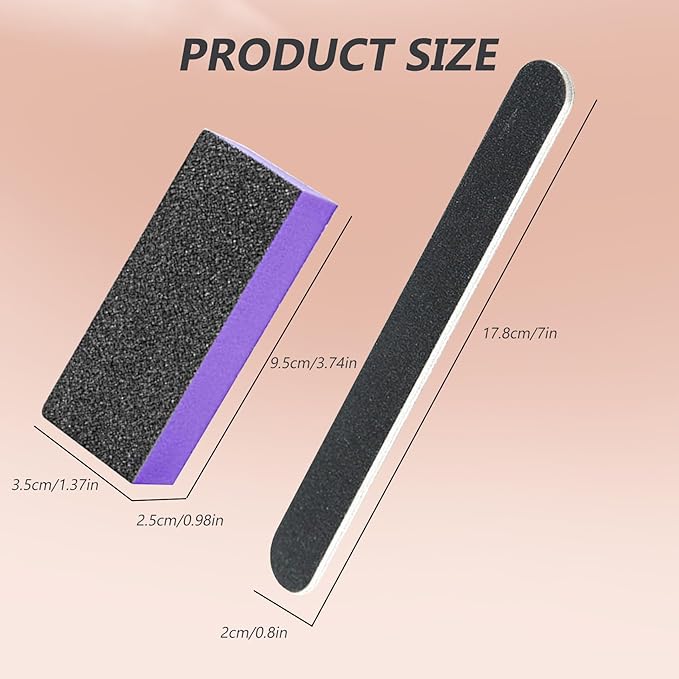 SKYPIA 4 Pack Nail File 100/180 Grit and Purple 3 Sided Buffer Block Set