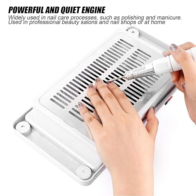 YUYTE Nail Dust Collector, 6w Quiet Table Nail Vacuum Cleaner, Collect the Nails Produced During Polishing Manicure Pedicure Tool Nail Dust Collector Device with Fan for Nail Salon White