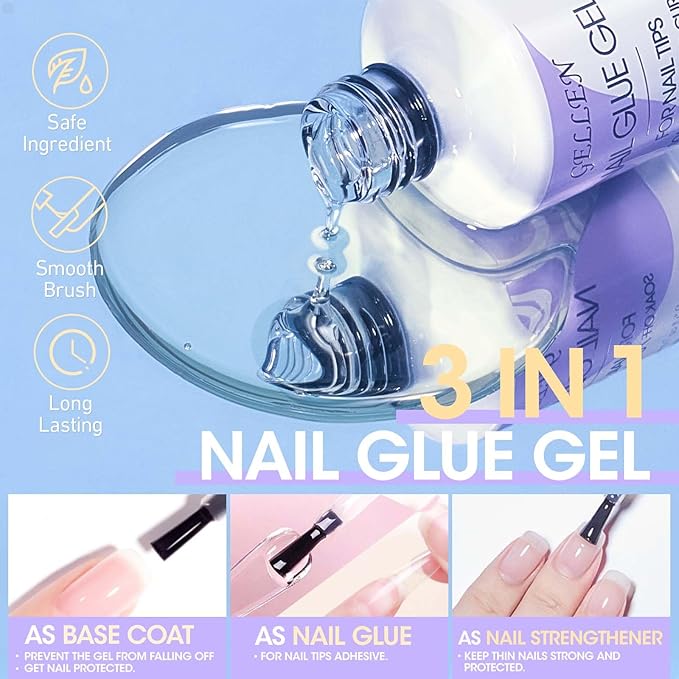 Gellen Gel Nail Kit Stiletto Nail Extension Kit 240pcs Long Almond 12 Sizes Acrylic Nail Tips Kit with Everything Nail Glue Gel U V Nail Lamp for Women Salon Nail Art