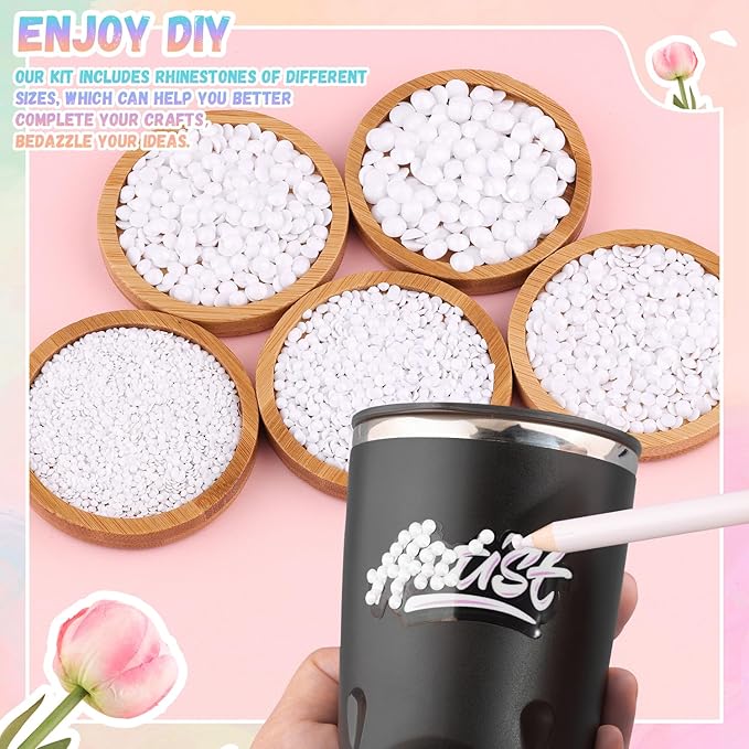 30000Pcs Resin White Rhinestones for Bedazzling Crafting with b7000 Jewelry Glue, Bulk Flatback Gems Bedazzler Kit for Crafts Clothes Shoes Fabric Nail Diamond Art, Assorted Size 2/3/4/5/6mm