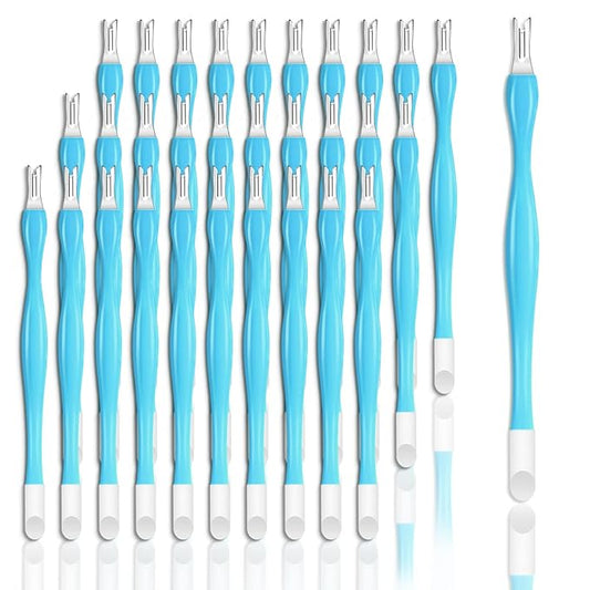 Allstarry 30 Pieces Nail Cuticle Trimmer Remover Rubber Nail Cleaner Plastic Handle Cuticle Pusher Double Head Dead Skin Cuticle Knife Removal Fork Nail art Tools for Girls Women and Men - Blue