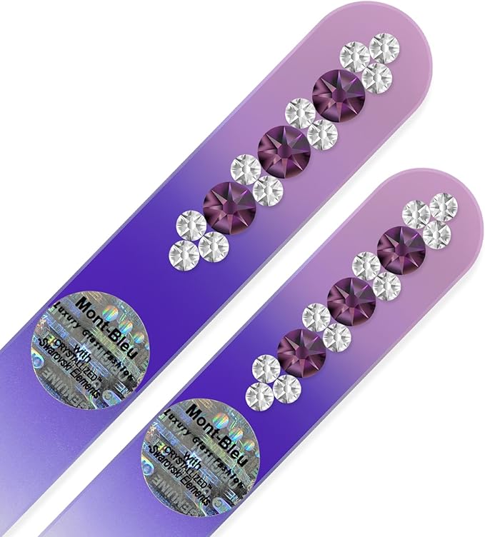 Mont Bleu Genuine Czech Glass Nail File Set of 2 Crystal Nail Files Hand Decorated with Crystals - Handmade Gifts - Crystal Nail File