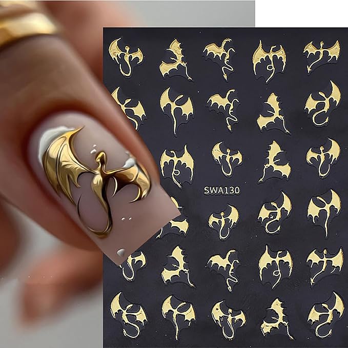 Halloween Nail Stickers 6 Sheets Halloween Nail Decals 3D Self Adhesive Manicure Decorations Hallowee Theme Design Nail Art Stickers DIY Acrylic Nails Accessories for Women and Girls