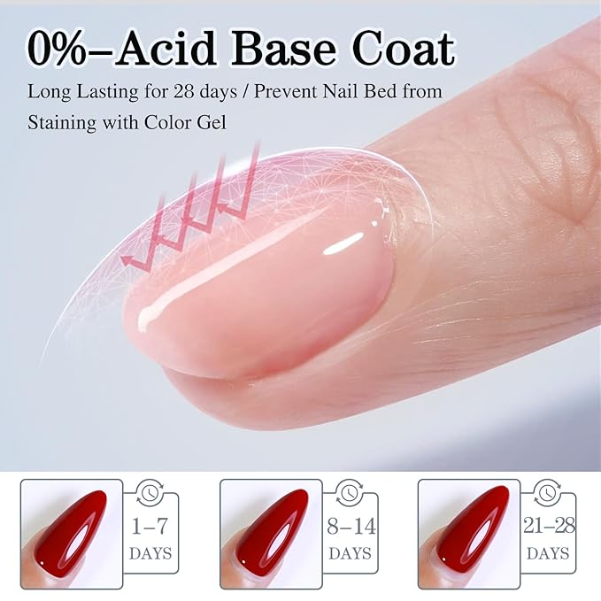 Double Rhythm 2 Pcs 15ML No Wipe Gel Top Coat and Base Coat Set Clear Glossy Gel Polish Kit Soak Off LED (Base and Top Coat)