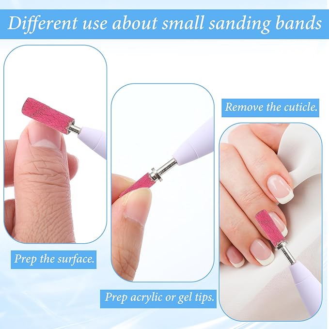 6 Pcs Mandrel Bits for Small Sanding Bands, 3 mm Small Mandrel Nail Bit Sanding Bits for Nails Drill Sandings Band Nails Drills Bit for Electric File Sanders Manicure Pedicures Tool Home Salon