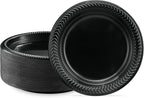 PLASTICPRO 200 PCS Black Plastic Plates Light Weight 7 Inch Plastic Dinner by PLASTICPRO