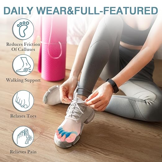 2PCS Toe Spacers for Women and Men, Toe Separators for Pedicure, Bunion Corrector, Hammer Toe Straightener, Plantar Fasciitis, Toe Spreaders for Foot Pain Relief and Foot Health.