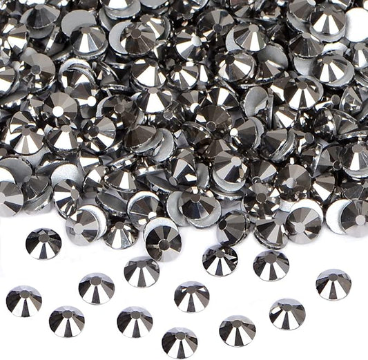 2880PCS Art Nail Rhinestones Non Hotfix Glue Fix Round Crystals Glass Flatback for DIY Jewelry Making with one Picking Pen (ss6 2880pcs, Jet Hematite)