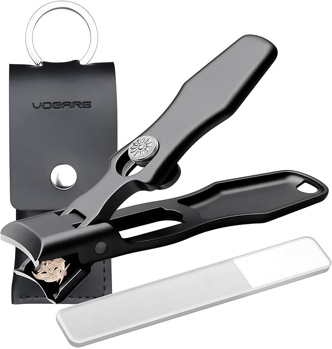 Nail Clippers for Men Thick Nails for Seniors, Large Wide Jaw Opening Portable Ultra Sharp Fingernail and Toenail Clipper Cutters with Catcher for Women, Heavy Duty Stainless Steel, Black