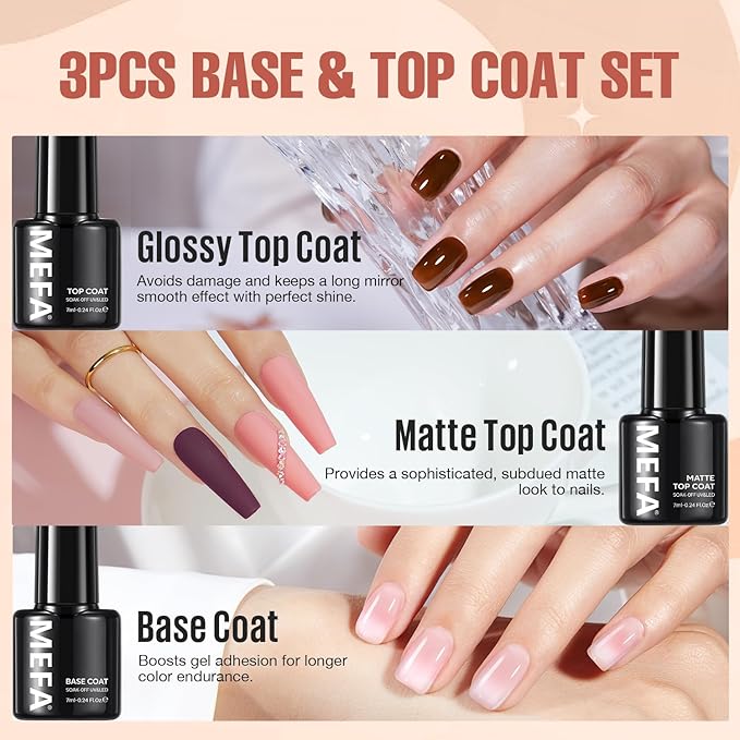 MEFA 35 Pcs Gel Nail Polish Set, 32 Colors Spring Collection Gel Nail Polish Pink Green Nail Art Manicure DIY Home Gifts for Women Girls Beginners