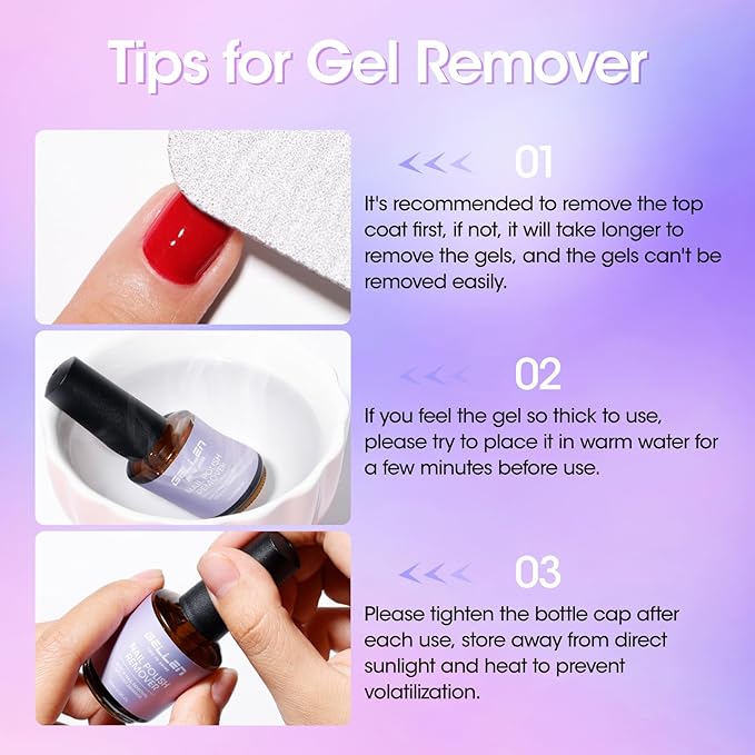 Gellen Gel Nail Polish Remover, 2-Pack Professional Quick Gel Remover for Nails 3-5 Minutes, Liquid Latex for Nails Pink, Safe & Easy Nail Polish Removal, No Need for Foil Soaking, Gifts for Women