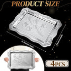 4 Pack 16.3" x 11.4" Large Silver Serving Trays - Image 2