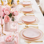Nervure 100PCS Pink and Gold Plastic Plates, 10.25″ Disposable Dinner Plate | - Image 8