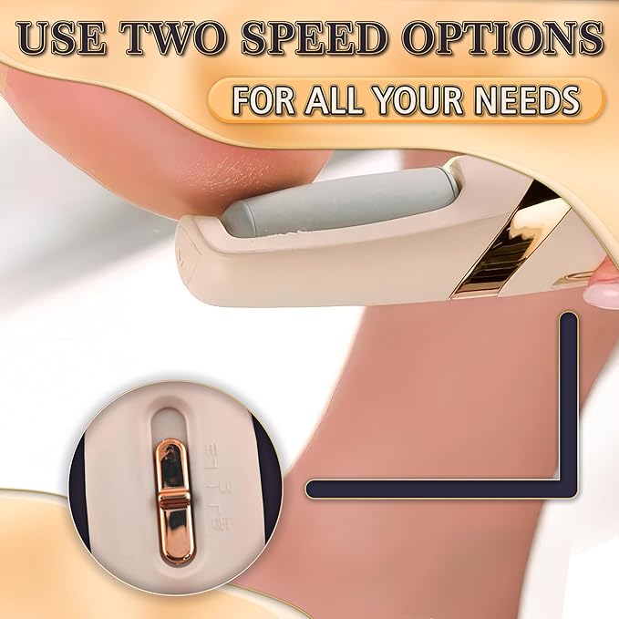 Electric Callus Remover for Feet – Rechargeable Electric Foot Callus Remover Tool with 2-Speed Foot Sander with 2 Rollers (Coarse & Fine) for Smooth & Soft Feet – Compact for Daily & Travel Use