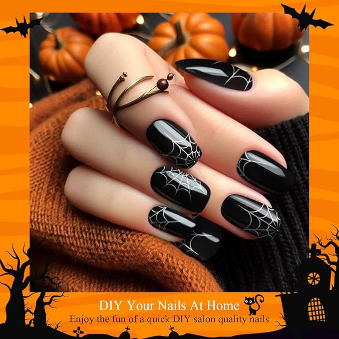 Halloween Semi Cured Gel Nail Strips, 20 pcs Gel Stikers, Wraps, Salon-Quality, 2 Weeks Long Lasting - Queen of The Night 288