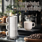 Large Coffee Mug Set of 4 with Stand and Spoons – 14oz Heavy Duty Ceramic Cups - Image 3